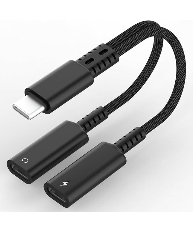 USB C Splitter, Dual USB C Headphone Jack Adapter and Charger, 2in1 Type C Audio Adapter with PD 60W Fast Charging Dongle Cable for iPhone 16 15 Pro Max Plus, Samsung Galaxy S25 S24 Ultra More USBC