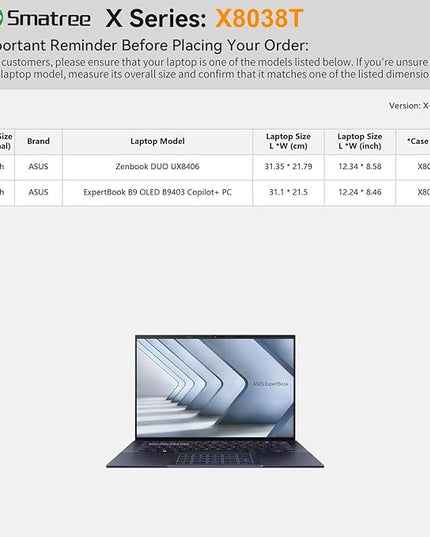 Smatree Hard EVA Protective Sleeve Case Compatible for 14 inch ASUS Zenbook Duo UX8406, for 14 inch Zenbook 14 UM3406, for 14inch ExpertBook B9 OLED B9403 Notebook Bag, Green (X8038TG)