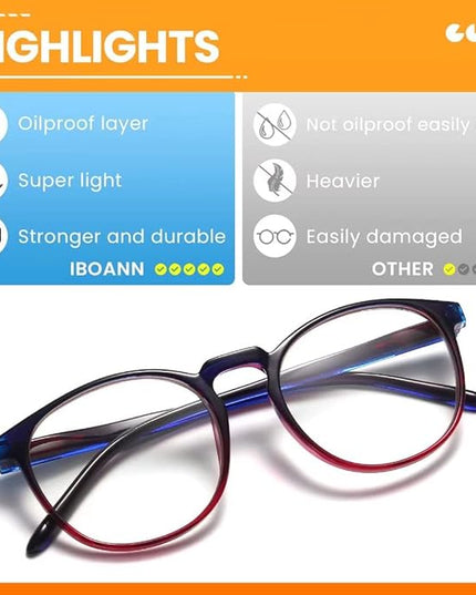 IBOANN Blue Light Glasses for Woman/Men, Fashion Blue Light Glasses Men, Fake Glasses Help Reduce Screen Fatigue