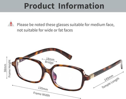 hnbliv Retro Rectangle Blue Light Blocking Glasses for Women 90s Fake Eyeglasses Y2K Fashion Computer Glasses Tortoise Frame