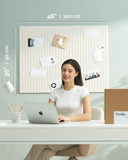 Large Bulletin Board 48"x36" - Office Wall Organizer, Replace your Old Cork Boards for Walls for Office Decor -12-pack Felt Wall Panels to Use in Home Office Decor, Classroom Decor (Limestone)
