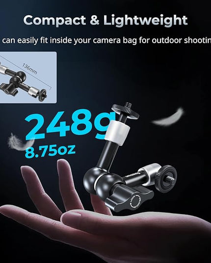 SMALLRIG 5.5-inch Magic Arm 2-Pack, Articulating Adjustable Friction Arm Mount with 1/4"-20 Thread Screw, for Camera Monitor/LED Light Setup, 5316