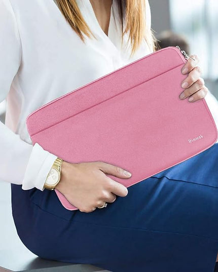 Laptop Sleeve Case, 15.6 inch Computer Bag Shockproof Protective Notebook Case with Accessory Pocket, Briefcase Carrying Laptop Sleeve for 15.6" HP, ASUS, Dell, Lenovo, Acer - Pink