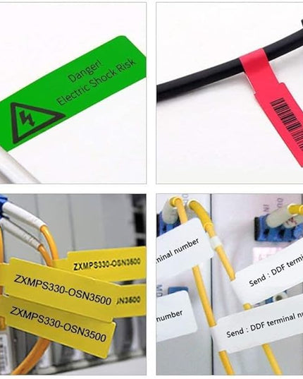Hybsk 300 PCS Cable Labels Waterproof Wire Tags Write on Stickers Tear Resistant Flexible Works Cord Identification Labels A4 Sheet for Laser Printer 10 Sheet (10 Colors)