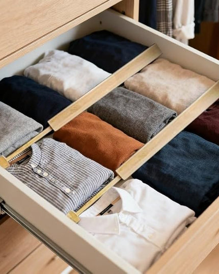 DZS Bamboo Drawer Organizer, 4-Pack Adjustable and Expandable Divider Insert for Kitchen, Bathroom, Office