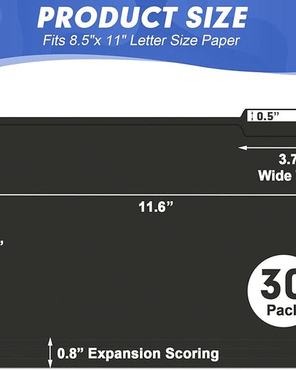 File Folder, HERKKA 30 Pack 1/3 Cut Tab File Folders, File Folders Great for Organizing and Filing, Letter Size, Black