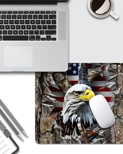 American Flag Eagle rip Oak camo (2) Square Mouse pad, Texture, Waterproof, Anti Slip Rubber Base, Computer Mouse pad, Laptop Mouse pad