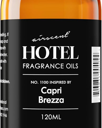 AirScent Capri Brezza Diffuser Oil No. 1100 - Volcano-Inspired Premium Fragrance Oil for Ultrasonic and Waterless Diffusers and Crafting - 120 mL, 4 fl oz Glass Bottle with Dropper