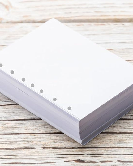 A5 Blank Refill Paper - 100 Sheets/200 Pages Loose Leaf Paper for Filofax Planner, Organizer, Binders, 7-Hole Punched, 100gsm Blank Paper, 5.8" x 8.3 "