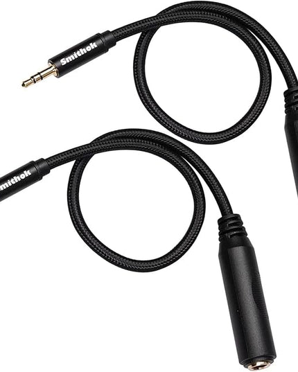 Smithok 2 Pack 3.5mm to 1/4 inch Female Headphone Adapter, Quarter 1/4 inch 6.35mm Stereo Female Jack to 1/8 inch 3.5mm Male Audio Adapter for Headphone, Amplifiers, Guitar, Amp etc.- 12inch/30cm