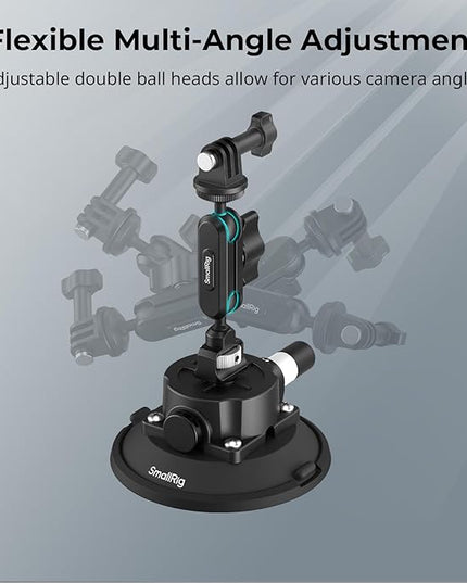 SMALLRIG 4.5" Suction Cup Mount with Ball Head Magic Arm, Camera Mount for DJI Osmo Action 5 Pro/4, for Insta360 x5, for Gopro 13/12,on Car Windshield or Window, Compatible with Action Cameras-5855