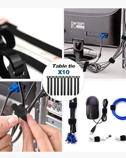 Cable Management Box Organizer, Pack of 2 Wire Concealer to Cover Hide Surge Protector & Power Strip on Desk Floor, with 5 Cord Fastening Tapes for Office, Home, Kitchen (Ice White)