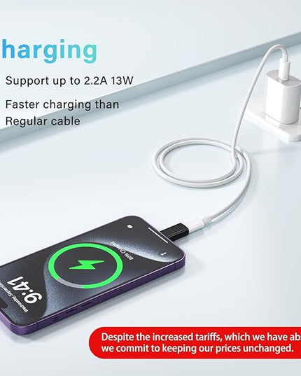 USB C Type C to Lightning Adapter （4 Pack） 1.8-2.2A 15W Fast Charging Support Data Sync,Lightning to USB Type C Cable Adapter for iPhone/iPad/for Airpods,with Anti-Lost Loop,Not for Audio/OTG (Black)