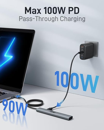 Acer USB C Hub 5 in 1 with 4K HDMI, 100W Power Delivery, 3 USB A Data Ports, USB C to HDMI Multiport Adapter for Laptop, PC, Tablet, MacBook Pro/Air, iPad Air/Pro, iMac, iPhone 15/16 Pro/Pro Max (2ft)