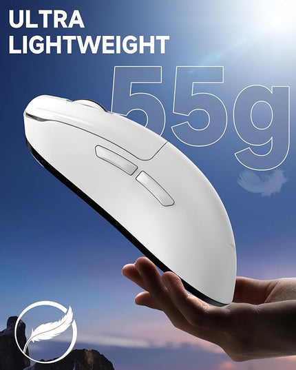 VGN F1 MOBA Wireless Gaming Mouse, 4K Polling Wired/Wireless Gamer Mice with 26K Optical Sensor, 55g Lightweight, 200h Battery Life, 6 Programmable Buttons, USB-C Charging, for PC/Mac/Laptop, White