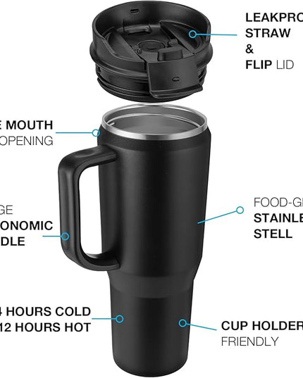 50 oz Tumbler with Handle, Insulated Tumblers with Lid and Straw, Large Metal Sports Water Bottle Jug, Thermal Stainless Steel Travel Coffee Mug Cup, Army Green