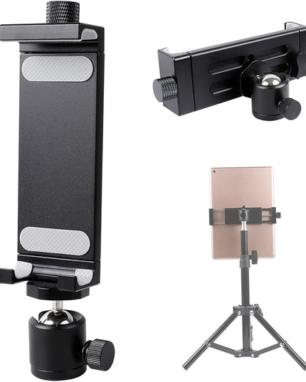 Leenconghui Aluminum Tripod Mount Adapter for iPad, 360 Rotatable Tablet Holder Compatible with iPad Pro/Air/Mini, Samsung Tab and Other 4.7" -15" Tablets