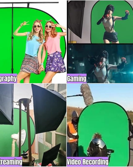 Blue Green Screen Backdrop Double Sided Collapsible Greenscreen Backdrop with Carrying Bag,Portable Pop Up Green Screen Background for Streaming Webcam (Blue & Green, 47.2 * 59.1")