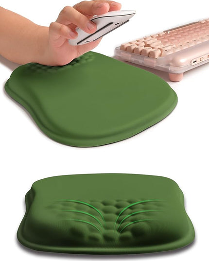 Hokafenle Ergonomic Wrist-Hugging Mouse Pad Wrist Support, U-Shaped Holding Wrist Rest Mousepad for Carpal Tunnel Pain Relief with Cushioned Memory Foam Slope Massage Bulge (10.2x8.3 in,Dill Green)