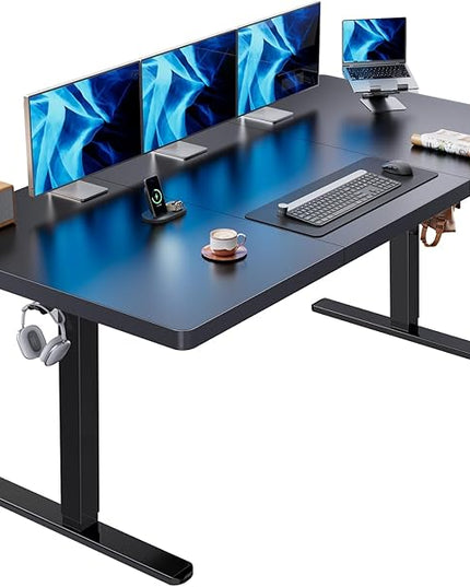 HUANUO Electric Standing Desk, 71 x 35 inch Large Height Adjustable Table, Powerful Brushless Motor, 4 Memory Preset, Sit Stand Up Desk, Home Office Computer Table with Thick T-Shaped Frame