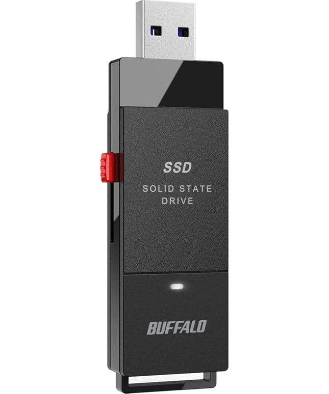 BUFFALO External SSD 500GB - Up to 600MB/s - USB-C - USB-A - USB 3.2 Gen 2 (Compatible with PS4 / PS5 / Windows/Mac) - External Solid State Drive Stick - ‎‎‎SSD-PUT500U3B