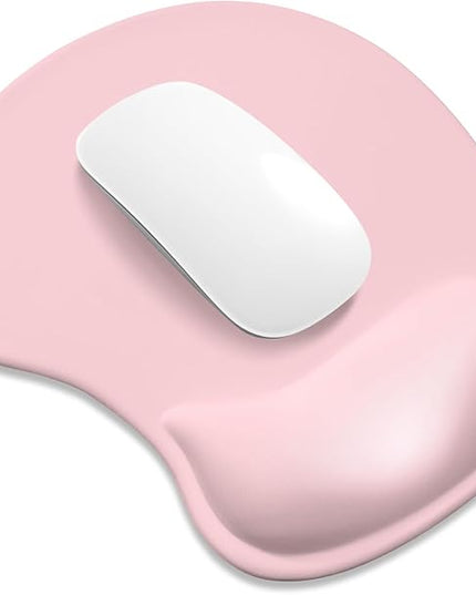 ITNRSIIET Ergonomic Mouse Pad, Cushioned Gel Wrist Rest, Non-Slip Base, Smooth Surface, Compatible with All Mice for Office & Gaming, Desk Accessory, 9.5 x 8.2 inch, Blush Pink