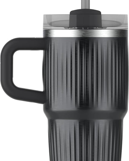 STANLEY Quencher H2.0 Tumbler with Handle and Straw 20 oz | Flowstate 3-Position Lid | Cup Holder Compatible for Travel | Insulated Stainless Steel Cup | BPA-Free | Fluted Black