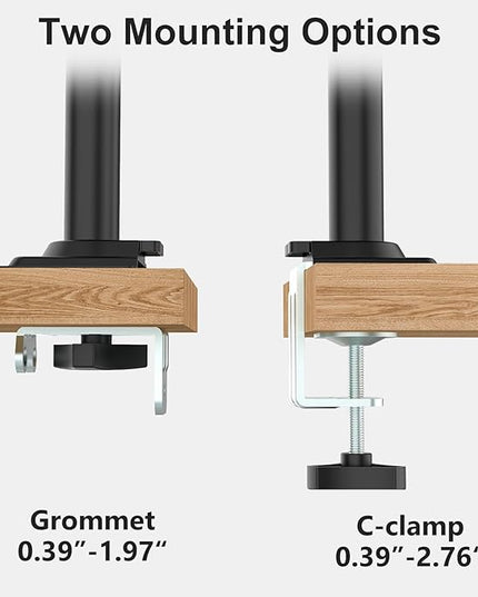 WALI Dual Monitor Mount, 13-32 Inch Adjustable Spring Dual Monitor Arm for Desk Holds Max 19.8 lbs Screens, Swivel Vesa Bracket with C Clamp, Grommet Mounting, Monitor Arms for 2 Monitors (GSDM002)