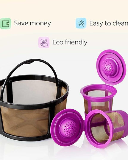 GoodCups Keurig K-Duo Coffee Filter and 2 Reusable K-Cups for K-Duo Essentials - Carafe Basket Coffee Filters and 2 Refillable K-Cups