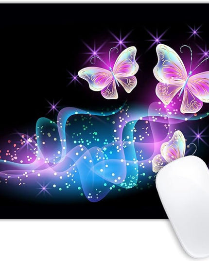 Glowing Night Pink Butterflies Mouse pad Customized Mousepad Non-Slip Rubber Base Mouse Pads for Computers Laptop Office Desk Accessories Mouse pad