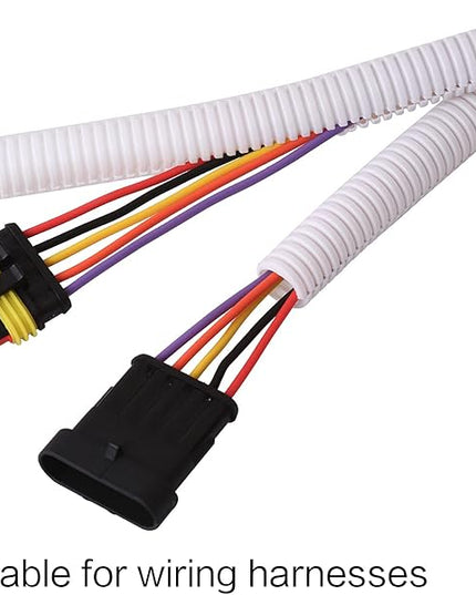 Alex Tech 25ft - 1 inch Split Wire Loom Tubing - White