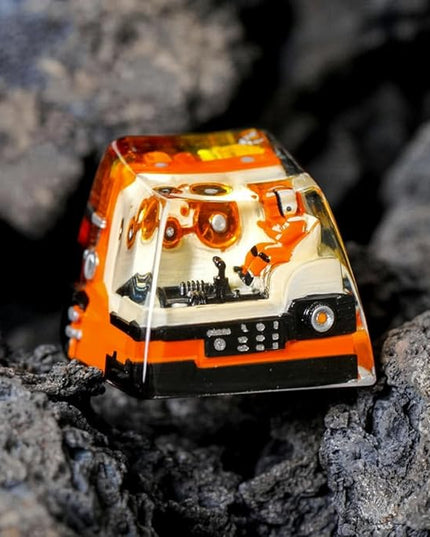 Astronaut Custom Artisan Keycap with Orange Spaceship R1 SA Profile Astronauts Keycaps 1U ESC Handmade Gaming Resin Key Cap Cherry MX Switch Compatible Mechanical Keyboard Space Lover Gift
