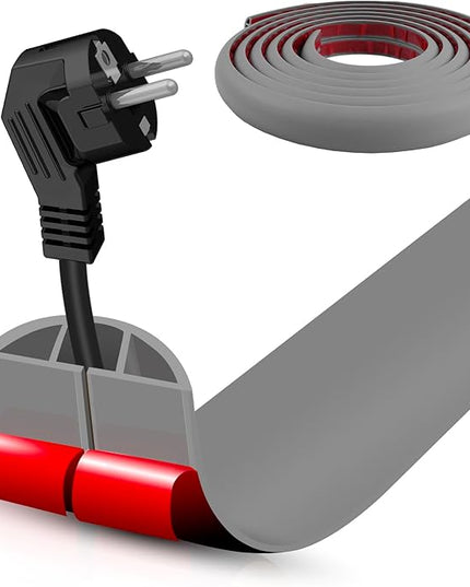 Floor Cord Cover Self Adhesive Cord Hider,10FT Cable Management, Extension Strip Protector for Wires, Prevent Cable Trips for Offices, Gyms, Exhibitions Cavity:0.39"(W) x 0.27"(H) Gray