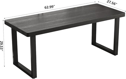 62.99in Solid Wood Computer Desk with Sturdy Metal Base - Stylish & Durable Black Office/Study Desk | Multiple Sizes for Home Office Workspace & Study Area