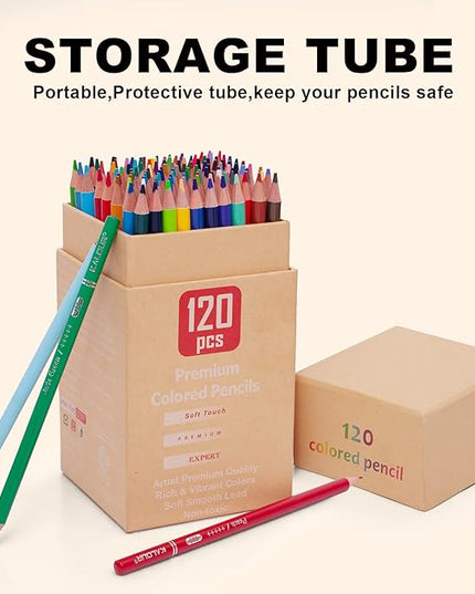 KALOUR Premium Colored Pencils,Set of 120 Colors,Artists Soft Core with Vibrant Color,Ideal for Drawing Sketching Shading,Coloring Pencils for Adults Beginners