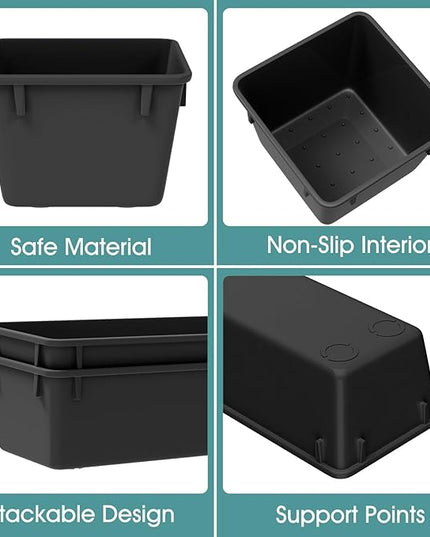 WOWBOX 25 PCS Plastic Drawer Organizer Set, Desk Drawer Divider Organizers and Storage Bins for Makeup, Jewelry, Gadgets for Kitchen, Bedroom, Bathroom, Office, Deep Black