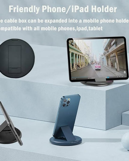 USB C Adapter Cable Kit, Multi Charging Cable Case Convertor USB C to iOS Device/Type C/Micro/USB A Adapter, Data Transfer Contains Card Slot for Traveling, Use as Phone Holder (Black)