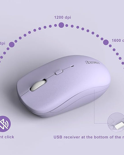 Wireless Keyboard and Mouse Combo, Full-Sized Wireless Keyboard and Adjustable DPI Mouse, 2.4GHz USB Receiver, Silent Keyboard and Mouse for PC, Windows, MAC, Desktop, Laptop(Purple)