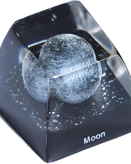 Moon Satellite Planet Artisan Keycap R1 SA Profile Custom Solar System Planets Keycaps 1U ESC Handmade Resin Gaming Galaxy Key Cap Cherry MX Switch Compatible Mechanical Keyboard Space Lover Gift