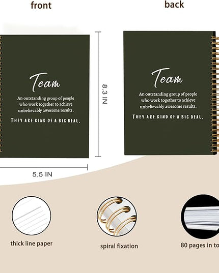 Olive Green Meeting Notebook for Work, Employee Appreciation Gifts, Team Gifts for Employees, Journals for Writing, Thank You Gifts for Women Men Leader Boss Manager Mentor Coworkers, 5.5"x8.3"