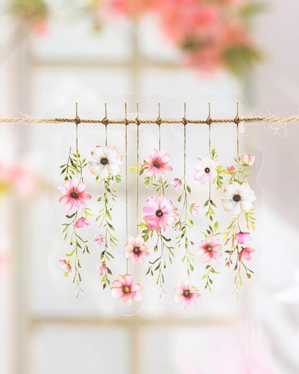 AuriicLeaf Hanging Floral PET Stickers Set, 60PCS Botanical Flower Stickers for Scrapbooking, Journaling, DIY Crafts, and Art Supplies