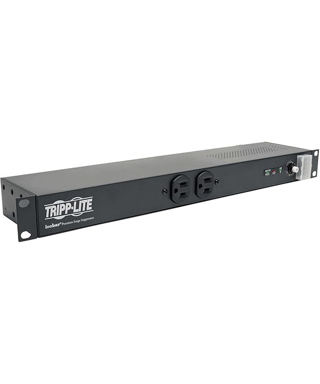 Tripp Lite 12-Outlet Rackmount PDU Isobar Surge Protector Power Strip, 20A, 3840 Joules, 15ft Cord with 5-20P Plug, 1U Rack-Mount, Lifetime Manufacturer's Warranty & $25,000 Insurance (IBAR12-20ULTRA)