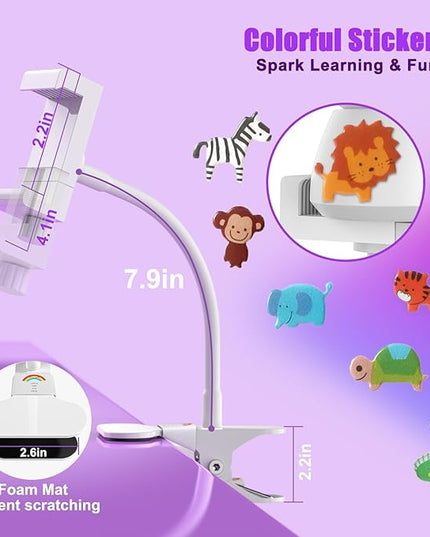 Baby Monitor Mount - Universal Adjustable Monitor Flex Stand for Hello Baby, Nanit Pro, Infant Optics, VTech & Most Baby Monitors - Detachable Arm Camera Clip Mount with Cute Stickers for Crib
