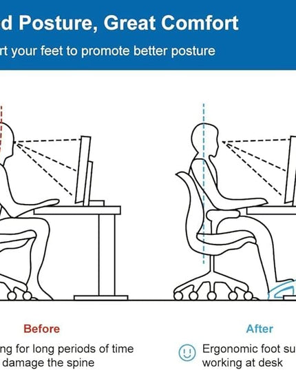 StrongTek Ergonomic Under Desk Footrest, 3 Adjustable Heights Wooden Office Footrest, Large Anti-Slip Surface, Improves Posture and Blood Circulation, up to 400lbs (Natural)