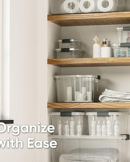 Superio Clear Storage Boxes with Lids, 3.5 Quart Plastic Container Bins for Organizing, Stackable Crates, BPA Free, Non Toxic, Odor Free, Organizers for Home, Office and Dorm, 6 Pack