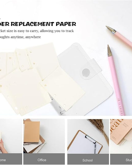 OSALADI 240 Sheets Replaceable Mini Binder Paper for Scrapbook and Writing Smooth Multi-function Loose Leaf Stationery for Diaries Reports and Planning Punch Compatible