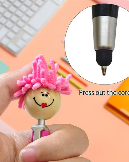 Pens,ballpoint pen,8pcs Mop Head Ballpoint Pens, Funny Mophea Topper Pen with Plush Hair Writing Click Pen Portable Cute Cartoon Multi-function Signing Pens Decor Gift for Office Home Adultes
