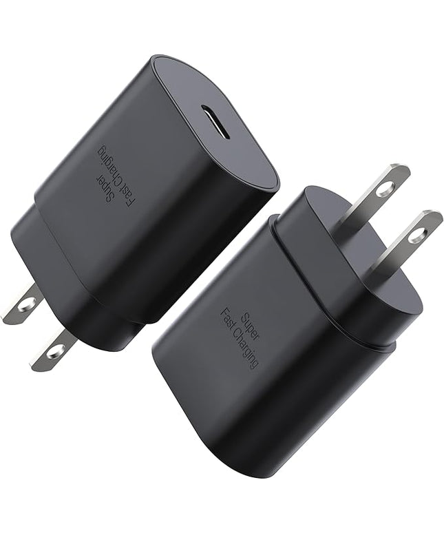 USB C Block 30W PD Super Fast Charging Block Type C Plug Wall Adapter Quick Charger for iPhone 17/17 Air/17 Pro/17 Pro Max/16/15/14/13/12/11/iPad/Mini/AirPod/Galaxy S25/S24/S23/S22 (Black 2Pack)