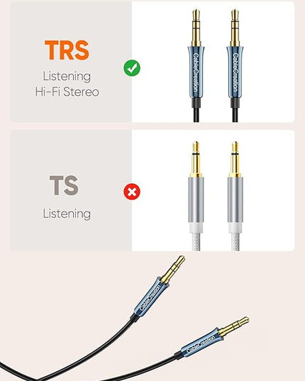 CableCreation 3.5mm Aux Cord 10FT/3m, 3.5mm Audio Cable Male to Male, Hi-Fi, 1/8 inch Braided Auxiliary Stereo Jack Cable for Headphone, Car Stereos, Phone, Speaker, Laptops, iPad, Bule