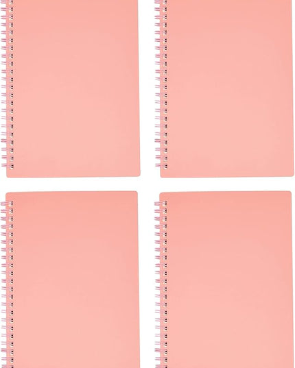 Yansanido Spiral Notebook, 4 Pcs A5 Thick Plastic Hardcover 8mm Ruled Pink 80 Sheets -160 Pages Journals for Study and Notes (Ruled-4pcs Light Pink, A5)